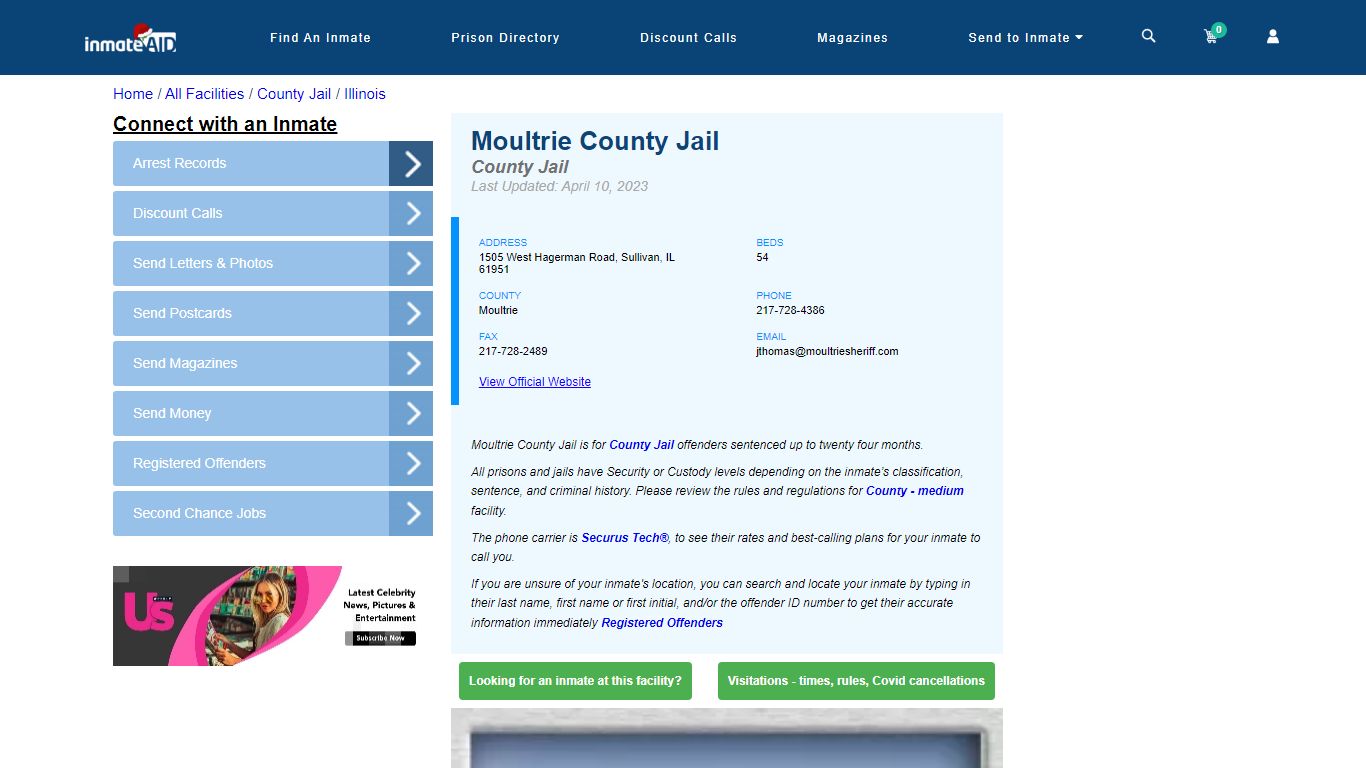 Moultrie County Jail - Inmate Locator - Sullivan, IL